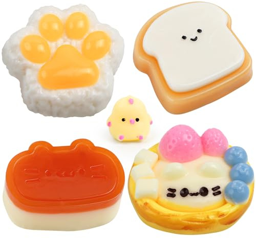 5 Stück Fufu Squishy Set, Taba Squishy, Anti Stress Spielzeug Squishy Pfote, Squeeze Squishies, Katze Stressabba Spielzeuge für Erwachsene, Kitten Egg Tarts, Karamell Käse, Reisball Cat Paws, Toast