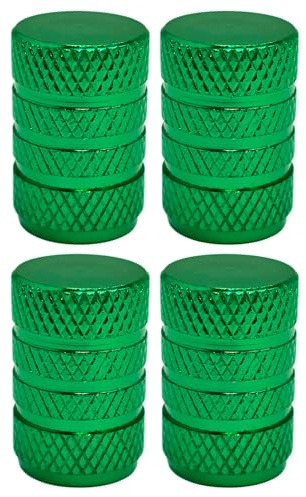 cyclingcolors 4x Cappucci delle valvole cappuccio tappi valvola in alluminio Schrader per pneumatici bici moto auto auto quad monopattino, verde