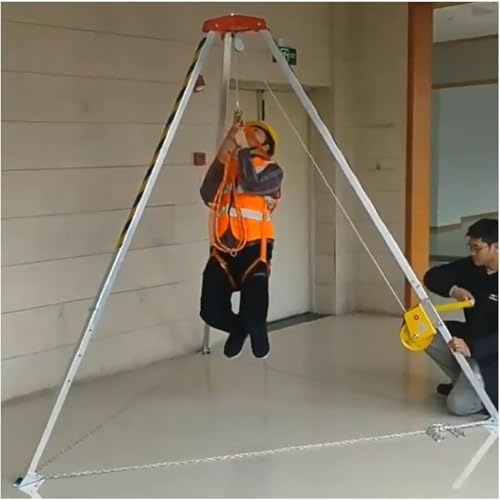 Heavy-Du Adjustable Confined Space Tr Kit - Aluminum Fall Arrest System with Safe Harness & 2600 lbs Fall Arrestor for Sewer & Industrial Safe
