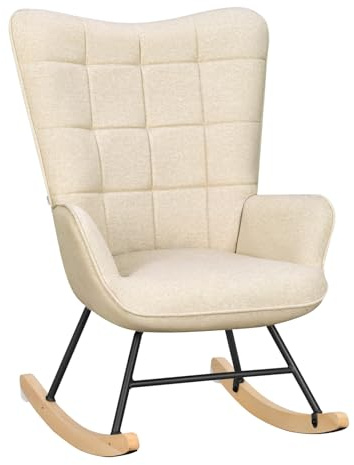 WOLTU Fauteuil à Bascule Adulte, Fauteuil à Oreilles Rembourré, Beige