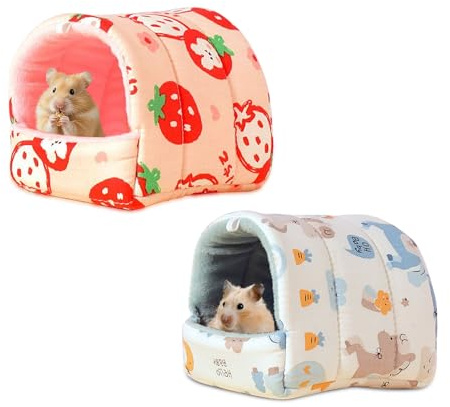 Guinea Pig Bed, 2PCS Rabbit Beds, Hamster Guinea Pig Houses and Hideouts | Washable Small Animal House Cage Accessorie, Cave Cozy, Secure Warm Nest, Suitable for Dwarf Rabbits Chinchillas Hamsters