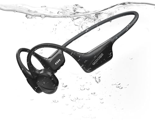Luzglo Cuffie Conduzione Ossea IP68 Impermeabili per Nuoto, Auricolari Sportive Bluetooth 5.4, MP3, 32GB, Comodo Silicone, Open-Ear per Corsa, Ciclismo, Palestra,Nero