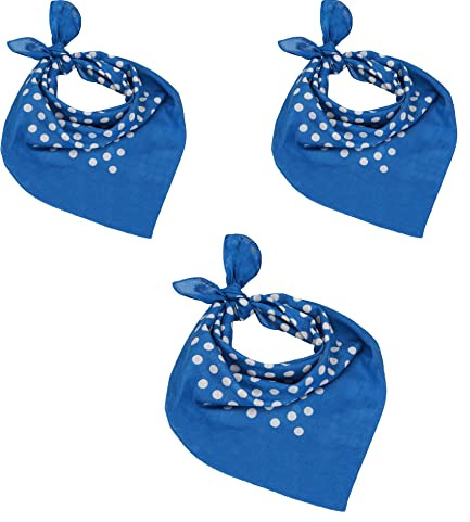 Betz 3er Pack XL Nickituch Bandana Kopftuch Halstuch Punktemuster Größe ca. 60 x 60 cm 100% Baumwolle Farben: hellblau, dunkelblau