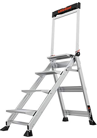 Little Giant Ladders, Jumbo Step, 4-Step, 3 foot, Step Stool, Aluminum, Type 1AA, 375 lbs weight rating, (11904), Gray