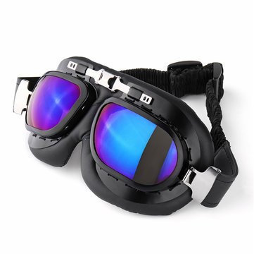 PeroFors Motorradbrille Brille Vintage Classic Brille Retro Pilot Cruiser Steampunk Uv Protecti - Blau
