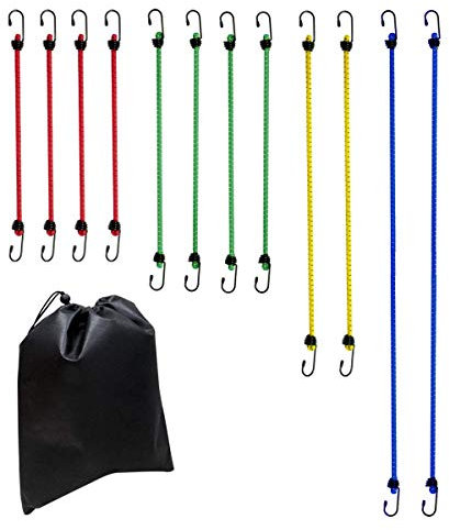 Amazon Basics Corde elastiche robuste, varie lunghezze (88cm, 59cm, 46cm, 38cm), multicolore (confezione da 12)