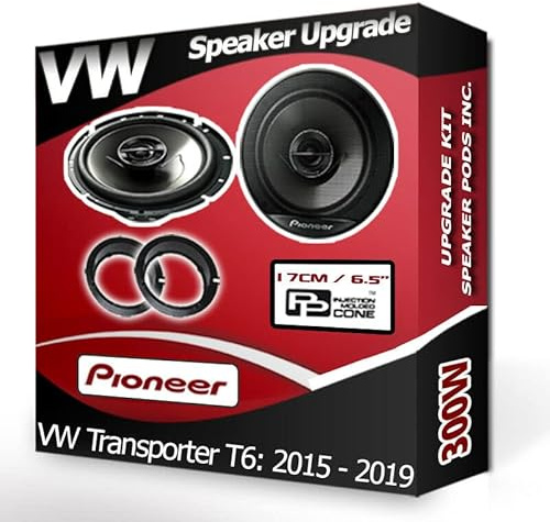 Transporter T6 Speaker upgrade Front Door Pioneer car speakers 6.5 17cm + Pods 300W