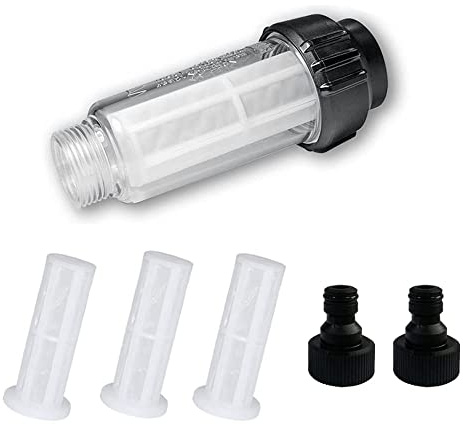 Wohlstand 3/4 Zoll Wasser Vorfilter, Wasserfilter Gartenschlauch Set, Wasserfilter Gartenschlauch mit 3 Filtern + 2 Anschlüssen Filter für Hochdruckreiniger, Gartenpumpen