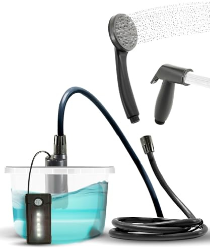 Colapz USB Wiederaufladbare Campingdusche – Tragbare Outdoor Dusche für Camping, Zelt, Wohnmobil & Caravan – Haustierfreundlich, LED, Wasserdruck, Tragetasche inklusive