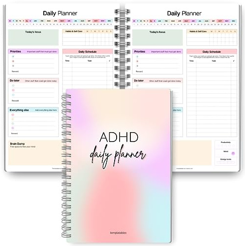 ADHD Daily Planner for Neurodivergent Adults - Productivity Daily Planner & Task Management to Stay Organized and Focused (Rainbow)