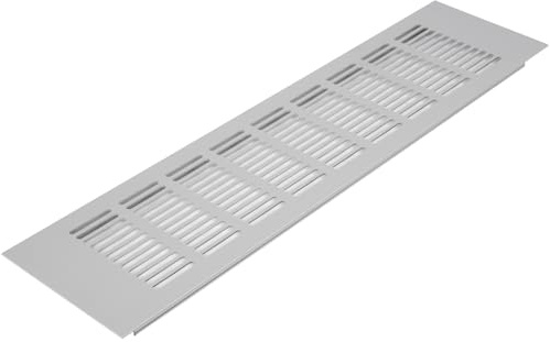 Vent Systems 400 x 100 mm / 16 x 4 Inch Air Supply Ventilation Grille - Silver Aluminium Rectangle Intake/Exhaust Grate - HVAC Register Cover for Floor, Wall, Door Duct
