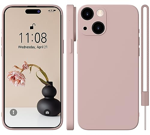 WXX för iPhone 15 skal silikonfodral, mobiltelefonfodral för iPhone 15 tunn smal med mikrofiber, reptåligt allsidigt skydd fodral för iPhone 15 6,1 tum rosa