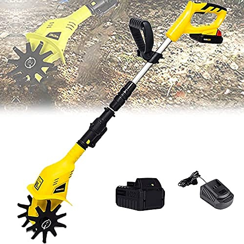 RhLLvJ 20V Cordless Electric Scarifier,Handheld Rotavator,Portable Electric Tiller,with Rechargeable Battery, 16cm Working Depth, for Gardens, Vegetable Plots