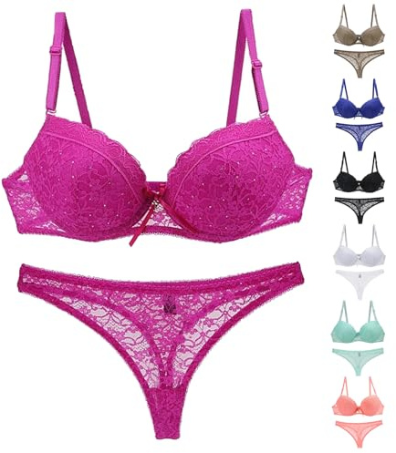 Rpporm Damen BH Set Push Up BH Und Slip Dessous Set Sexy Spitze Unterwäsche Reizwäsche Lingerie Große Größen Lace Bra Panty Babydoll Dessous Nachtwäsche Für Frauen