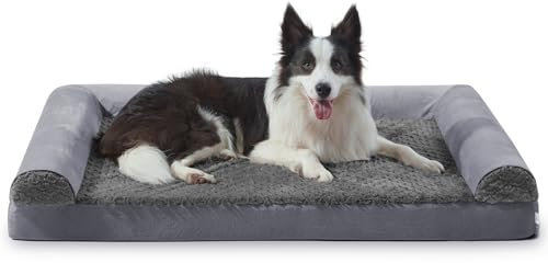 FURTIME Orthopädisches Hundebett Grosse Hunde Ergonomisches Hundekissen - 89x64 cm Hundesofa Waschbares Hundekissen (Grau, L - L 89 x B 64 x H 17 cm)