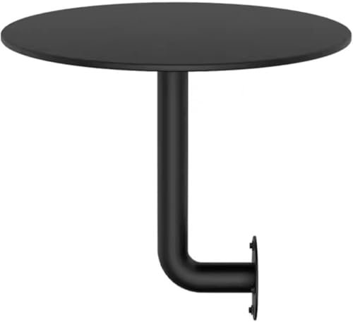 GOUZIBHD Wall Mounted L-Shape Small End Table, Wrought Iron Metal Top Small Side Table,Round Pub Table Breakfast Bar Table Leisure Coffee Tea Table for Restaurant, Bistro,Black(Size:35x35x45cm)