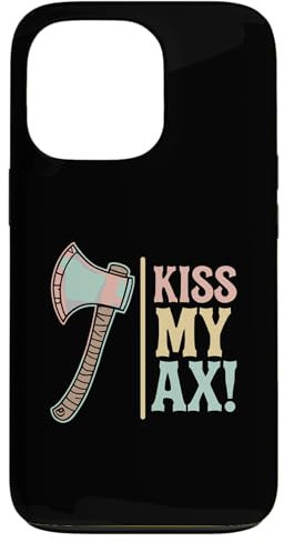 iPhone 13 Pro Kiss My Ax, Retro Woman Axe Throwing Case