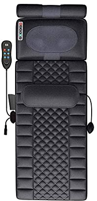 Colchoneta de masaje con calor, 10 motores de vibración, colchón de masaje, cojín masajeador de cuerpo completo con calefacción, que incluye espalda, cuello, espalda baja, lumbar y muslos, 9 estilos