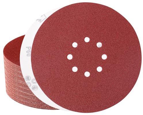 Sztaoip Disques Abrasif 225 mm 8 Trous 30 Pièces Grain 60 | Disque a Poncer 225mm pour Ponceuse Girafe et Ponceuse Murale et Ponceuse Plâtre Téléscopique