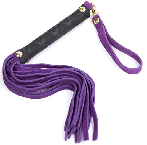SAHOOSAFETY Látigo de cuero de 30 cm, paleta suave, azotador erótico, fusta, juguete for juegos de rol, bondage, BDSM, accesorios sexuales for mujeres y hombres.(Lila)