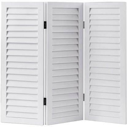 Sintosin Kurze Paravent Raumteiler Innen 3 Teilig, 81 cm Höhe Trennwand Raumteiler Holz Weiß, Vintage Raumtrenner für Haus Schlafzimmer Büro