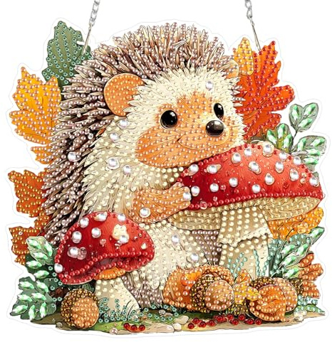 TOSTOG Igel Diamond Painting Anhänger 5D Diamond Painting Fensterbilder für Erwachsene Kinder Hängend Ornament für Garten, Haus, Fensterdekoration