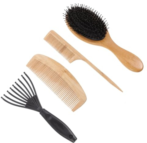 PENIKOKO 4 pièces Set de Peignes en Bois pour Massage et Coiffage Peigne Effilé Antistatique Soins Capillaires Maison Ergonomiques pour Cheveux Fins et Fragiles
