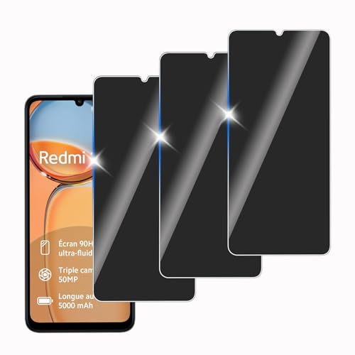 KELINAN 3 Piezas para Xiaomi Redmi 13C Tempered Privacy Glass Protector, 9H Hardness,Anti-Scratch,Privacy Screen Protector,Ultra Resistant,Anti-Fingerprint, Bubble-Free