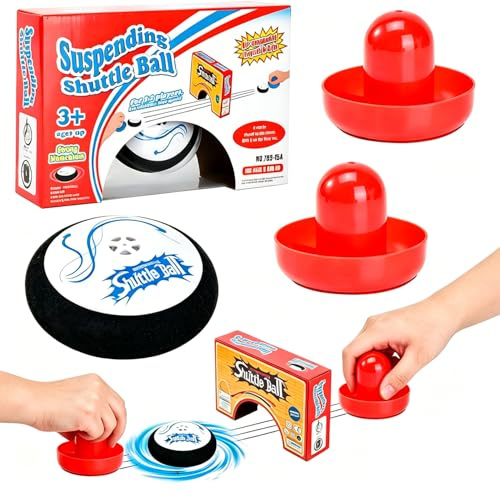 Air Hockey Pucks, Electric Floating Tabletop Game with 2 Red Pushers, Lightweight Portable ABS Mini Air Hockey for Kids & Adults, Family Fun Indoor Game