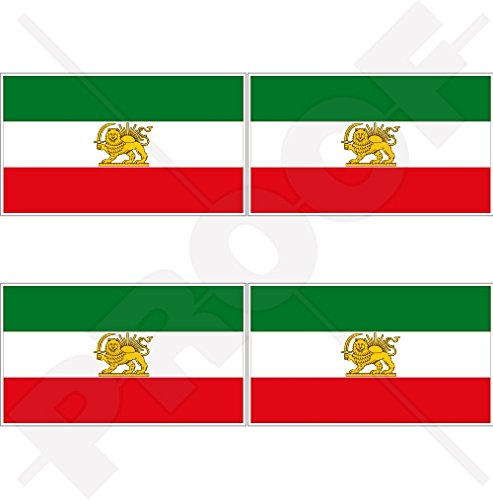 Iran Persia, Former Iranian Flag, Persian 2 (50mm) Vinyl Bumper-Helmet Stickers, Decals x4