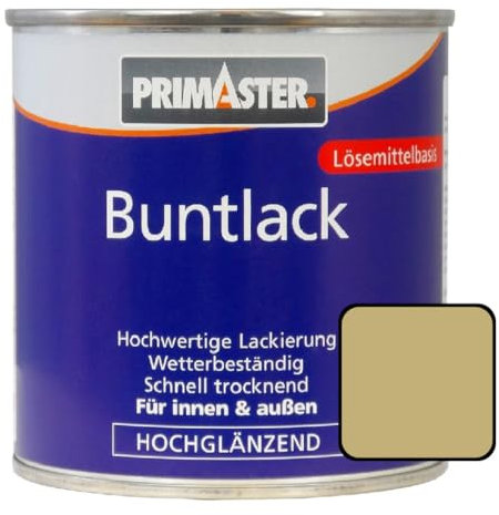 Primaster Buntlack 375ml Beige Hochglänzend Wetterbeständig Holz & Metall