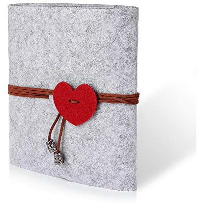 Mini Foto Album, Nachfüllbar Filz Herz Selbstklebendes Fotoalbum, Scrapbook DIY Familienfoto Jahrestag Skizzenbuch, Hochzeit, Fotoalben für Mädchen Geburtstag Geschenke - 60 Seiten, (Grau)