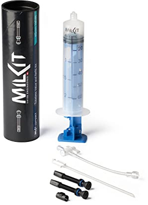 MilKit Compact Tubeless Ventilsystem - Mess-und Nachfüllspritze 60ml - Zwei Patentierte Tubelessventile - Presta Ventilherzwerkzeug - Swiss Engineered - Made in Germany