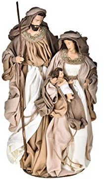 Natività in Stoffa Avorio Oro Marrone da Tavolo 47cm Presepe Singolo Blocco