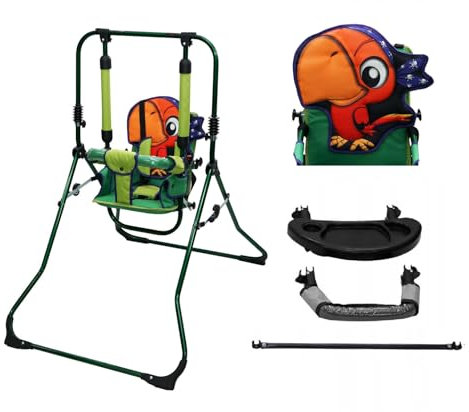 Skyline - Altalena per bambini, 2 in 1, per interni ed esterni, in una cintura di sicurezza con ferretto, pieghevole per interni ed esterni (tucano)