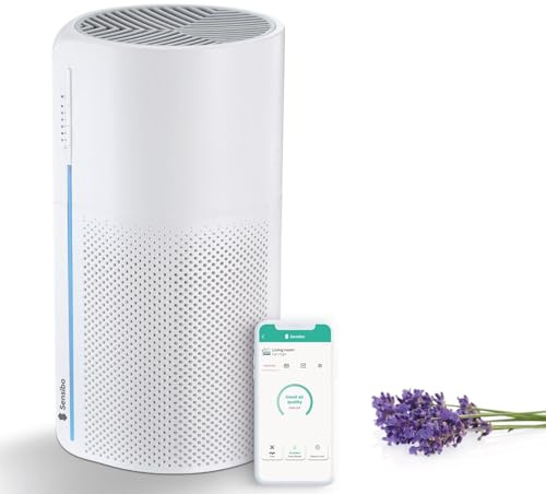 Sensibo Pure - Purificateur d'air Wi-Fi intelligent Filtre à charbon HEPA Qualité médicale. Élimine poussières, contaminants, squames d'animaux et odeurs. Compatible iOS, Android, Alexa et Google Nest