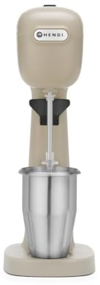 HENDI Mixer Professionale per Bevande, Aeratore di Bevande Leggere, Frappé, Cappuccini Freddi, Include 2 Bicchieri e 4 Agitatori, 230V/400W, 170x196x(H)490mm, Caramello