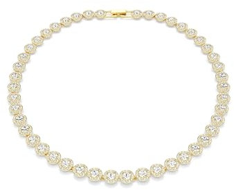 Swarovski Una Angelic Collana Tennis, Gioiello con Pavé di Cristalli Bianchi, Pietre Preziose a Taglio Round, Chiusura a Scomparsa con Extender, Placcatura in Tonalità Oro, 38-41 cm, 0,8 cm