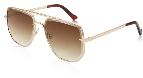 FEISEDY Men Women Retro Oversized Square Pilot Sunglasses Metal Temple Vintage Pilot 70s Sun Glasses B2935
