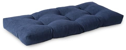 ELFJOY Tufted Bench Cushion Thicken Patio Furniture Cushions Classic Solid Color Porch Swing Cushion Soft Bench Pillow with Non Slip Backing (34x16x3.5 inch Navy)