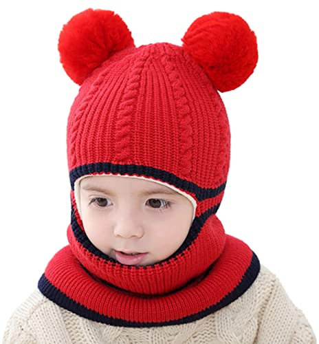 Kinder Mädchen Wintermütze Warm Niedlich Schlupfmütze Mit Bommel Beanie Schalmützen Kinder Mädchen Schalmütze Schlupfmütze Gehörschutz Kleinkind 2-6 Jahre