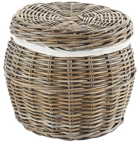 Kobolo Wäschebehälter Aufbewahrungskorb aus Rattan mit Kubu Grey