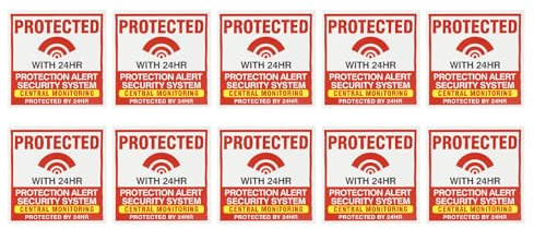 PATIKIL Protected with 24hr Sign, 10 Pack Home Business Security Alarm Warning Sign