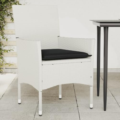 HEFZGDB Gartenstühle mit Kissen 2 STK. Weiß Poly Rattan Sonnenliege Gartenstühle Balkonstuhl Geeignet für Garten, Terrasse, Pool.