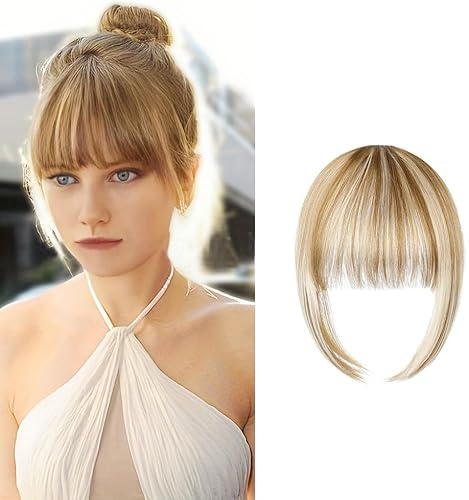 FFWTPY Frange Clip Cheveux Naturels Franges Frontales Droites Accessoire Coiffure Postiche Bangs Ajustable Invisible Extension Capillaire Femme