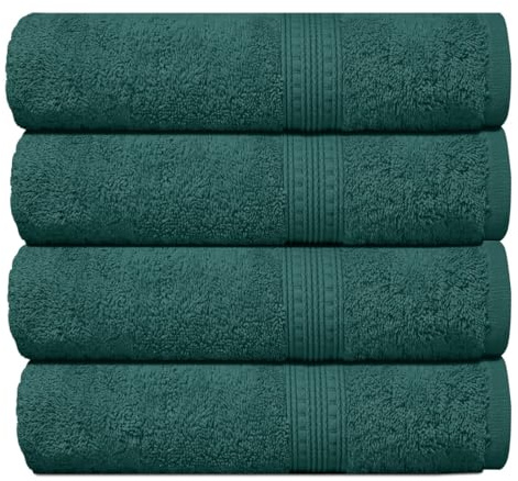 Charlotte Andersen Luxury Large Towels, 100% Cotton Super Soft Bath Towel Set Of 4, 500 GSM Highly Absorbent & Quick Dry Towel 130cm x 70cm (4, FOREST GREEN)