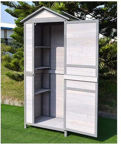 78.7in Vertical Outdoor Storage Shed, Tall Garden Storage Cabinet with Waterproof Surface, Weather Resistance Backyard Organizer for Bike, Garbage Cans, Lawn Mower, Garden Tools