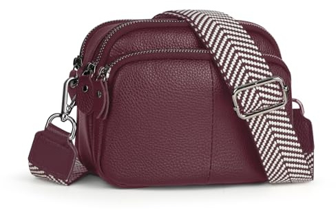 befen Crossbody Bag Damen Echtes Leder Umhängetasche Klein Damen Handytasche zum Umhängen, Moderne Handtasche Taschen mit Breitem Schultergurt für Arbeiten Einkaufen Reisen