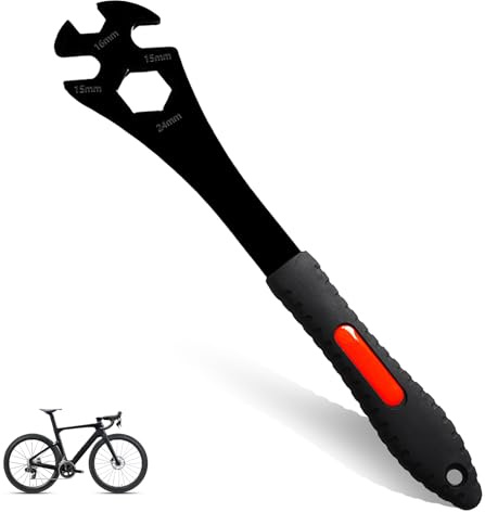 UZSUZZ Pedalschlüssel, 4-in-1 Fahrradpedalschlüssel Fahrrad Pedalschlüssel Mit Extra Langem Griff 15/16/24mm Fahrradreparaturwerkzeug Zum Entfernen Und Ersetzen Von Fahrradpedalen Kurbel-Werkzeug
