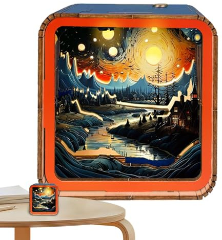 Puzzle in legno a luce LED - Lampada d'arte portatile, lampada di arte giocattolo di puzzle, puzzle in legno 3D LED luce notturna senza fili, luce notturna per la cura degli occhi